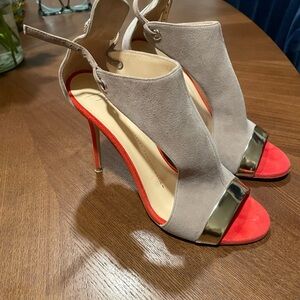 Elegant Gray and Red Women's Heels